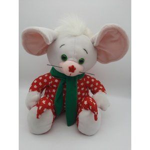 Vintage Venture Starwink Christmas Mouse 1991  Plush Bells on Feet Jingles 12"